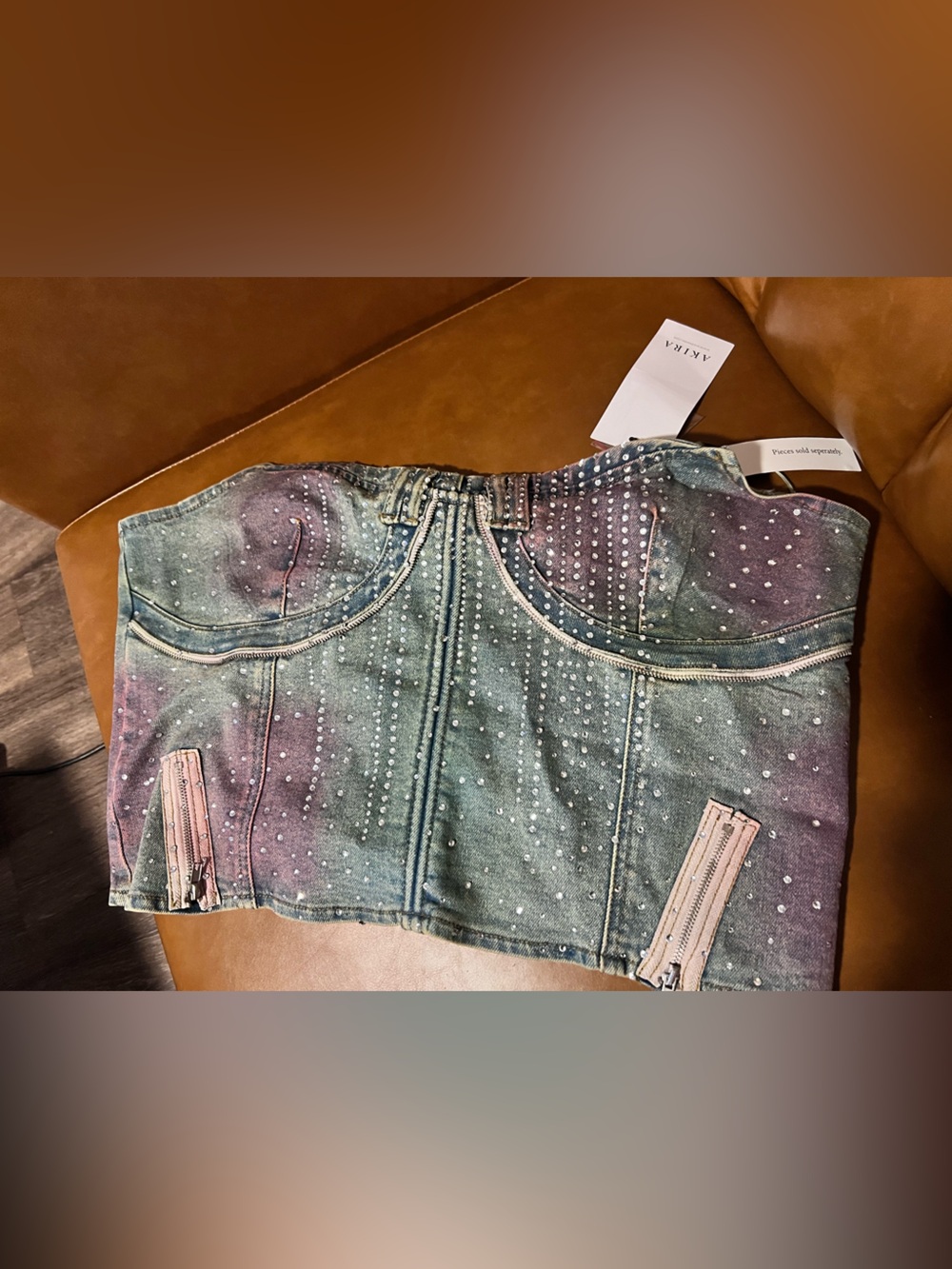 AKIRA Galaxy Girl Rhinestone Denim Corset size size 1X - Picture 2 of 16